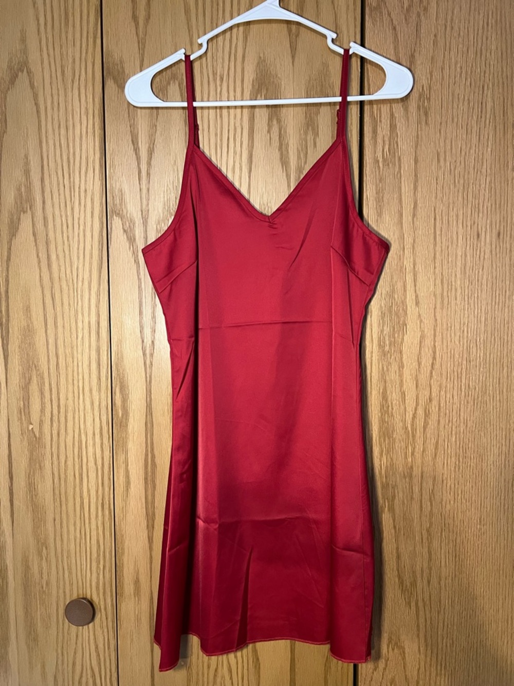 Spirit Red Satin Mini Slip Dress